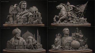 Roman Colosseum clay maquette sits on a wooden turntable with tool marks