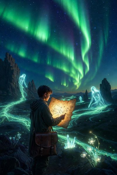 The Cartographer's Journey Beneath the Aurora