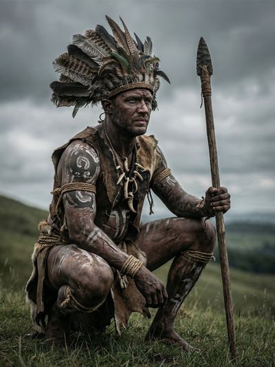 The Guardian of Tradition: A Tribal Warrior's Vigil