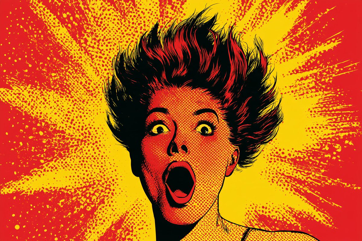 Bold Pop Art Halftone Explosion Featuring Comic Book Hero in Action