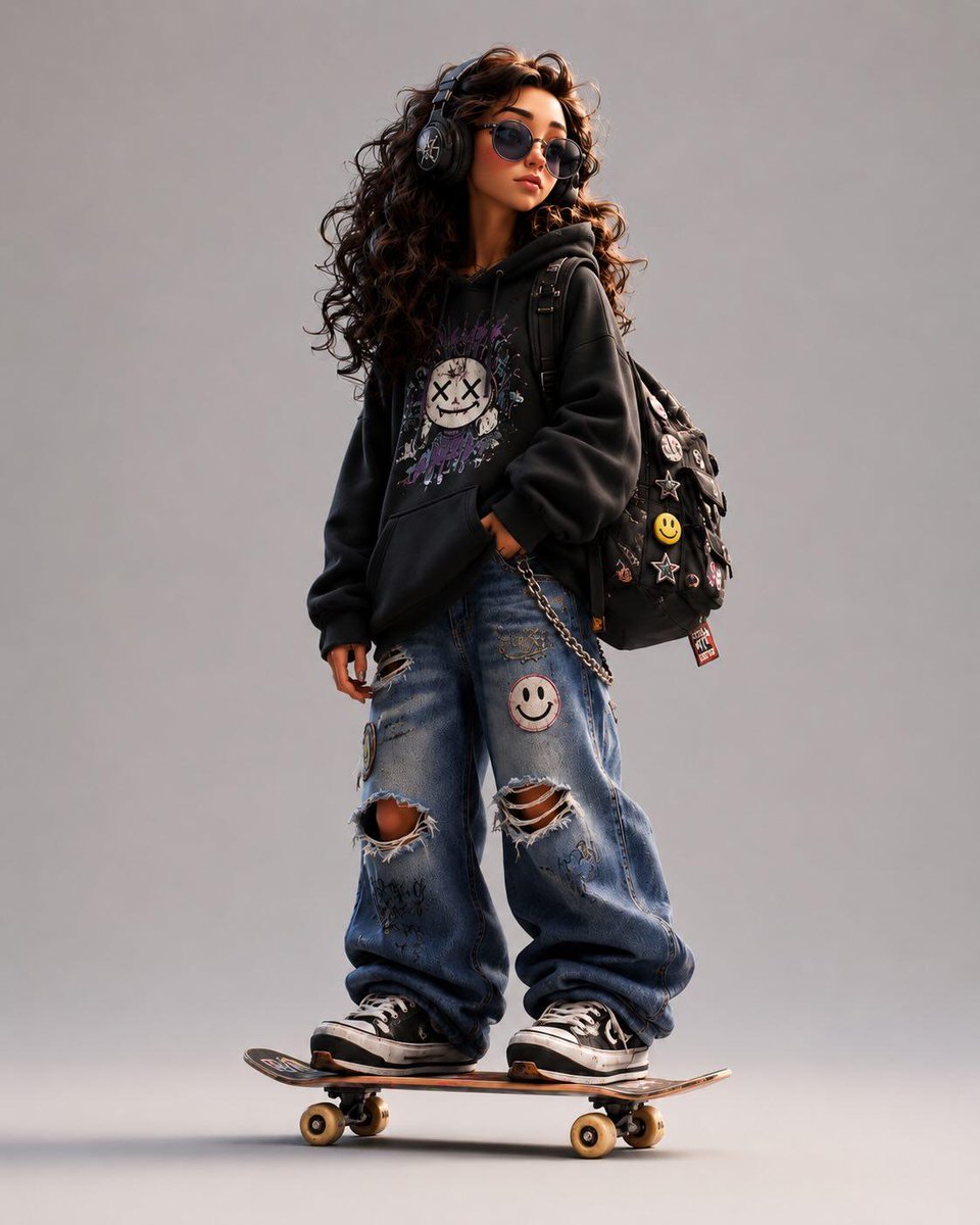 A pink-hoodied skater slouches with tired confidence on a skateboard.