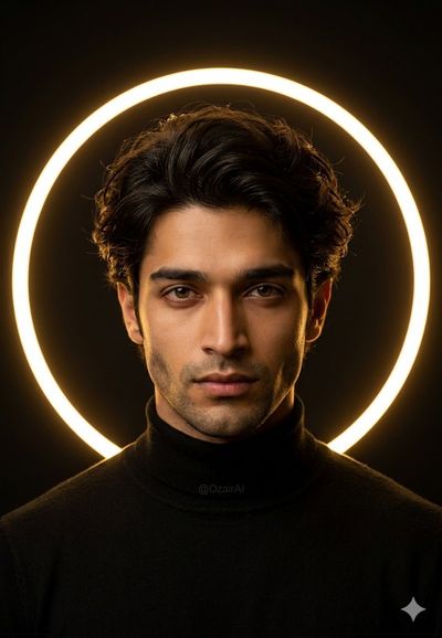 A sacred golden halo frames a man's commanding portrait