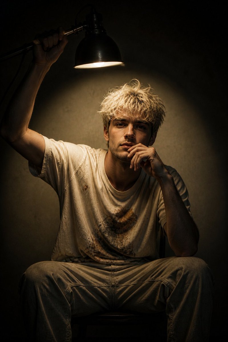 Introspective Spotlight Portrait of a Young Man