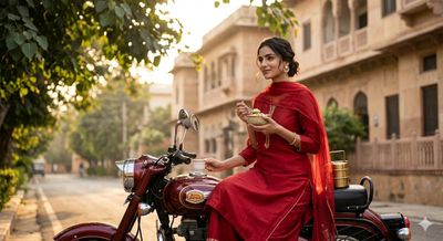 Golden Hour Serenity on a Vintage Motorcycle