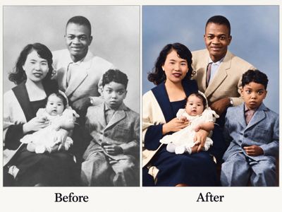 Black and white photo transformed into vibrant color using AI