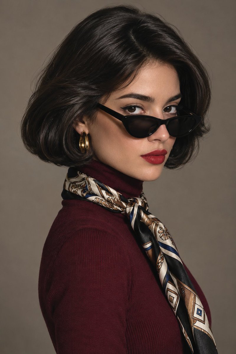 Retro Glam Woman Glances Back in Vintage Vogue Studio Portrait