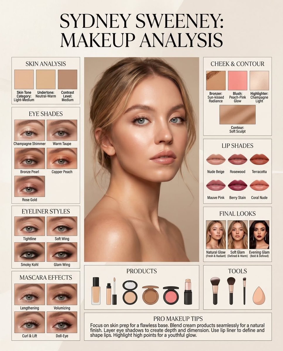Blonde Beauty Infographic with Editorial Glam Details