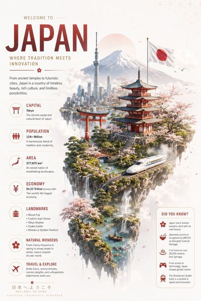 Elegant Infographic Poster of Japan's Beauty