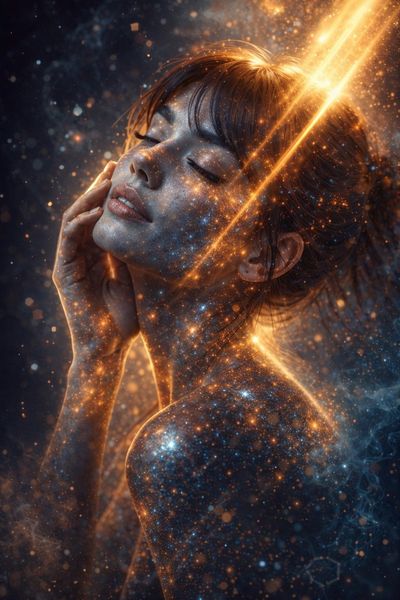 Celestial Embrace: A Portrait of Light and Stardust