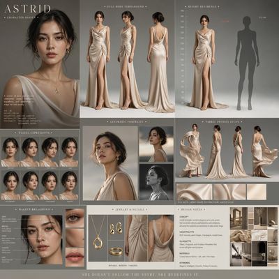 Silk-gowned protagonist poses for cinematic character design study
