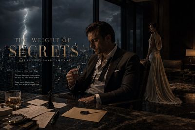 A man in a charcoal suit contemplates a crystal chess piece