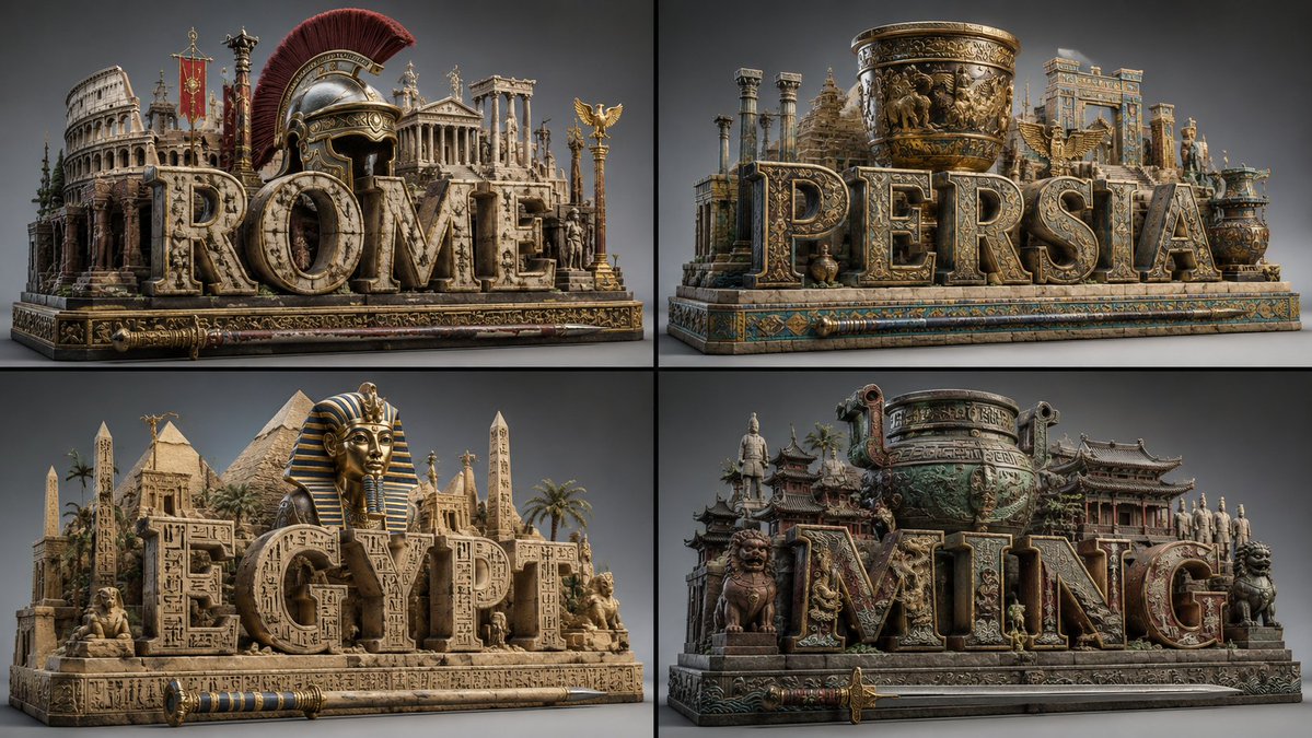 Fallen empires rise again in miniature diorama word-sculpture