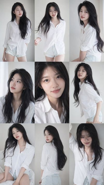 Capturing Idol Charm: 3x3 Grid Portrait