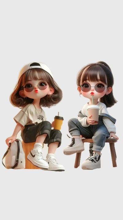 Charming Chibi Duo in a Cozy Café
