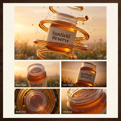 Golden Elegance: Sunfield Reserve Honey Jar in 8K Detail
