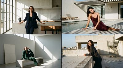 Four influencers pose in a 2x2 grid with tonal anchor wardrobes
