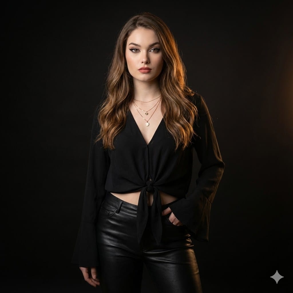 Chic Confidence: A Modern Portrait in Dramatic Light