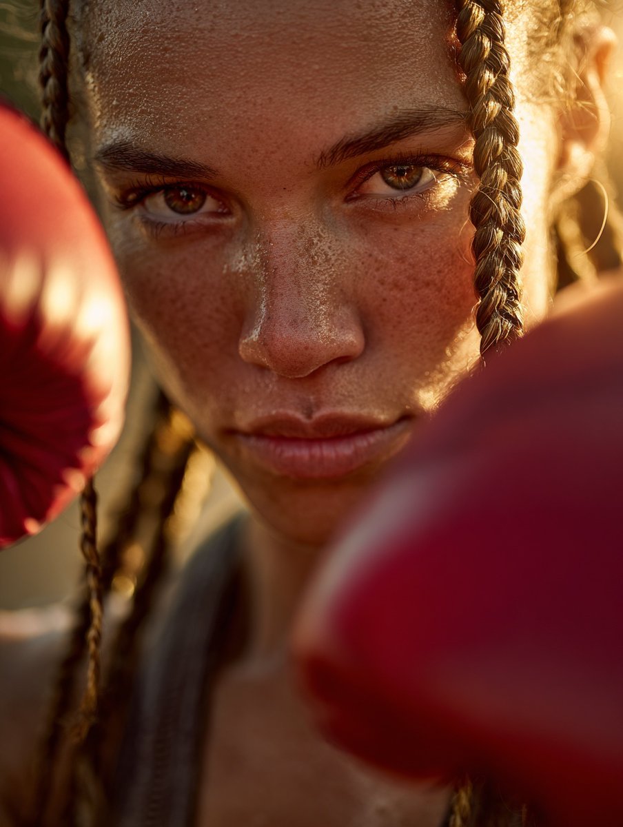 Golden Hour Grit: A Boxer’s Unyielding Focus