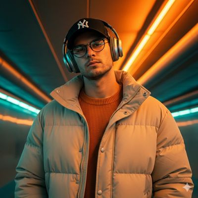 Cinematic Urban Vibes: Neon Glow & Dramatic Fashion Portrait