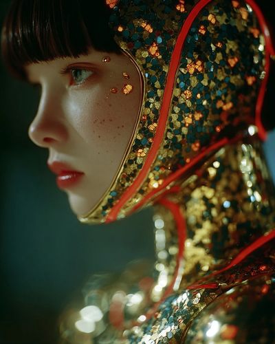 Futuristic Cyborg Beauty: Metallic Elegance Meets Cyberpunk Glamour