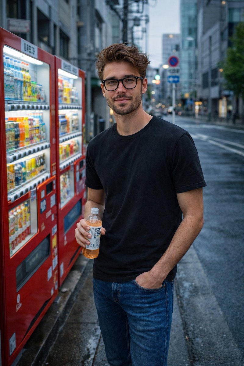 Tokyo Street Scene with Red Vending Machines
