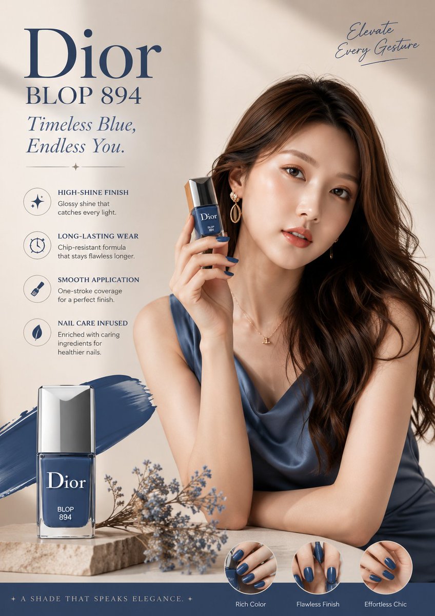 Navy Elegance: Premium Nail Polish Editorial Layout