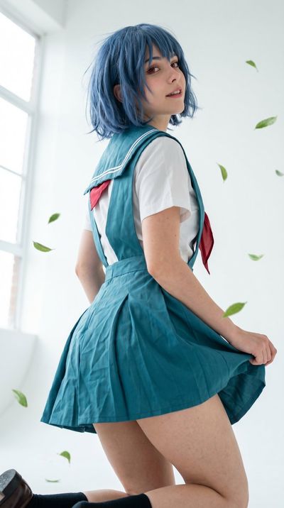Surreal Portrait in Teal School Uniform