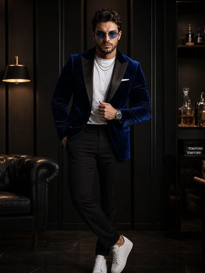 A world-class fashion icon poses in a luxury dark studio