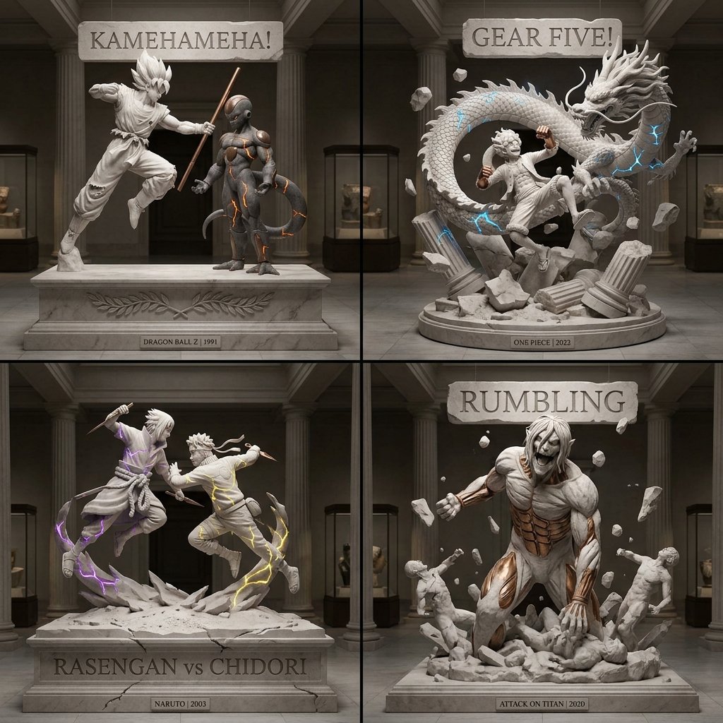 Frozen in Marble: Heroes vs Villains in Iconic Battle