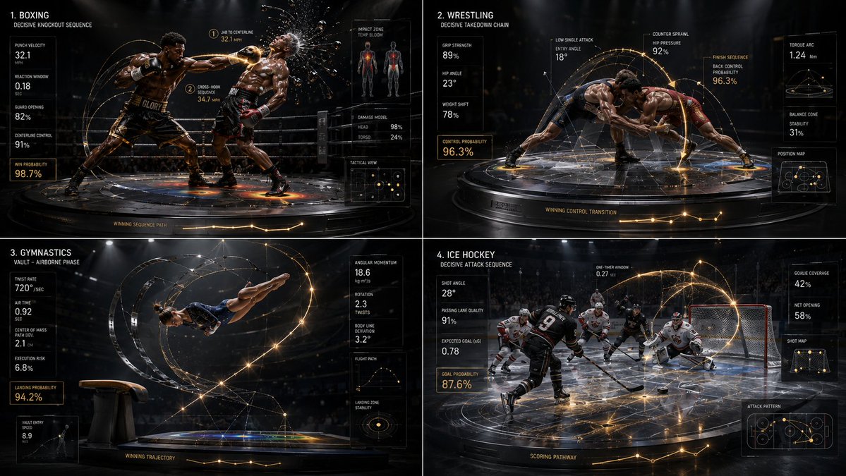 A basketball player leaps for a dunk amid data arcs