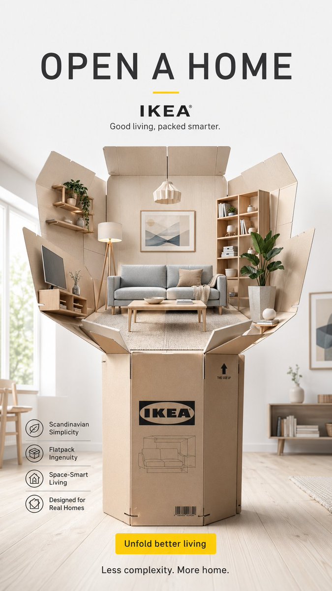 Unfolding Scandinavian Home from a Single IKEA Box