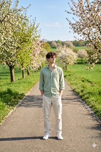 Spring Solitude on a Sunlit Countryside Road