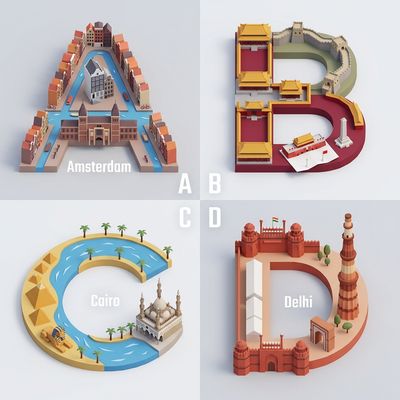 Alphabetic Landmarks: A World Tour in Low Poly
