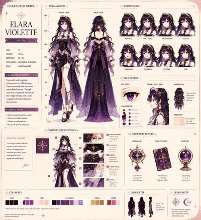 Elegant anime girl with rose gold outfit and detailed accessories