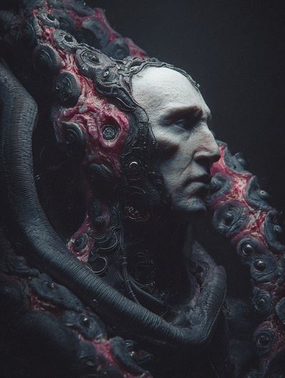 Bio-Mechanical Horror: A Haunting 3D Entity