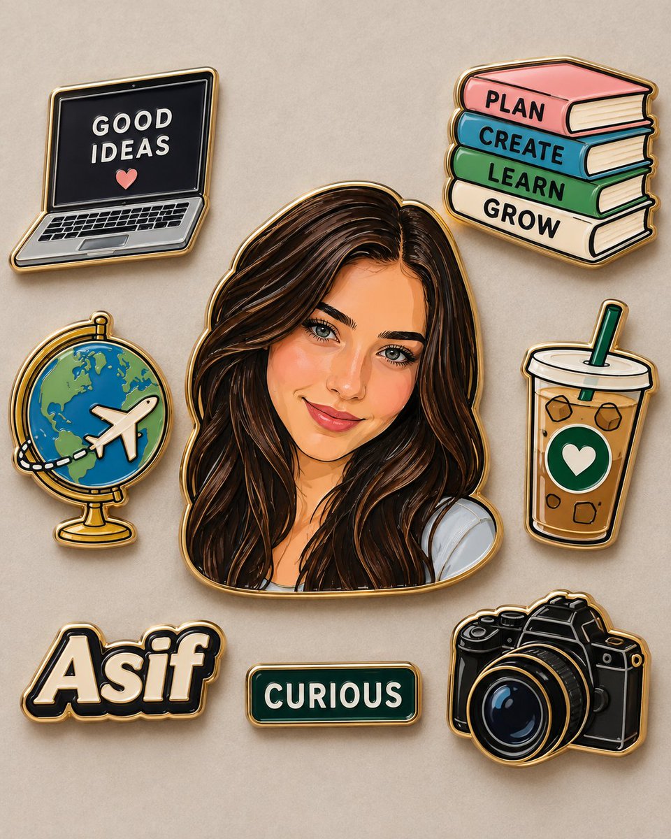 Custom Enamel Pin Set Featuring Your Photo and Personal Passions