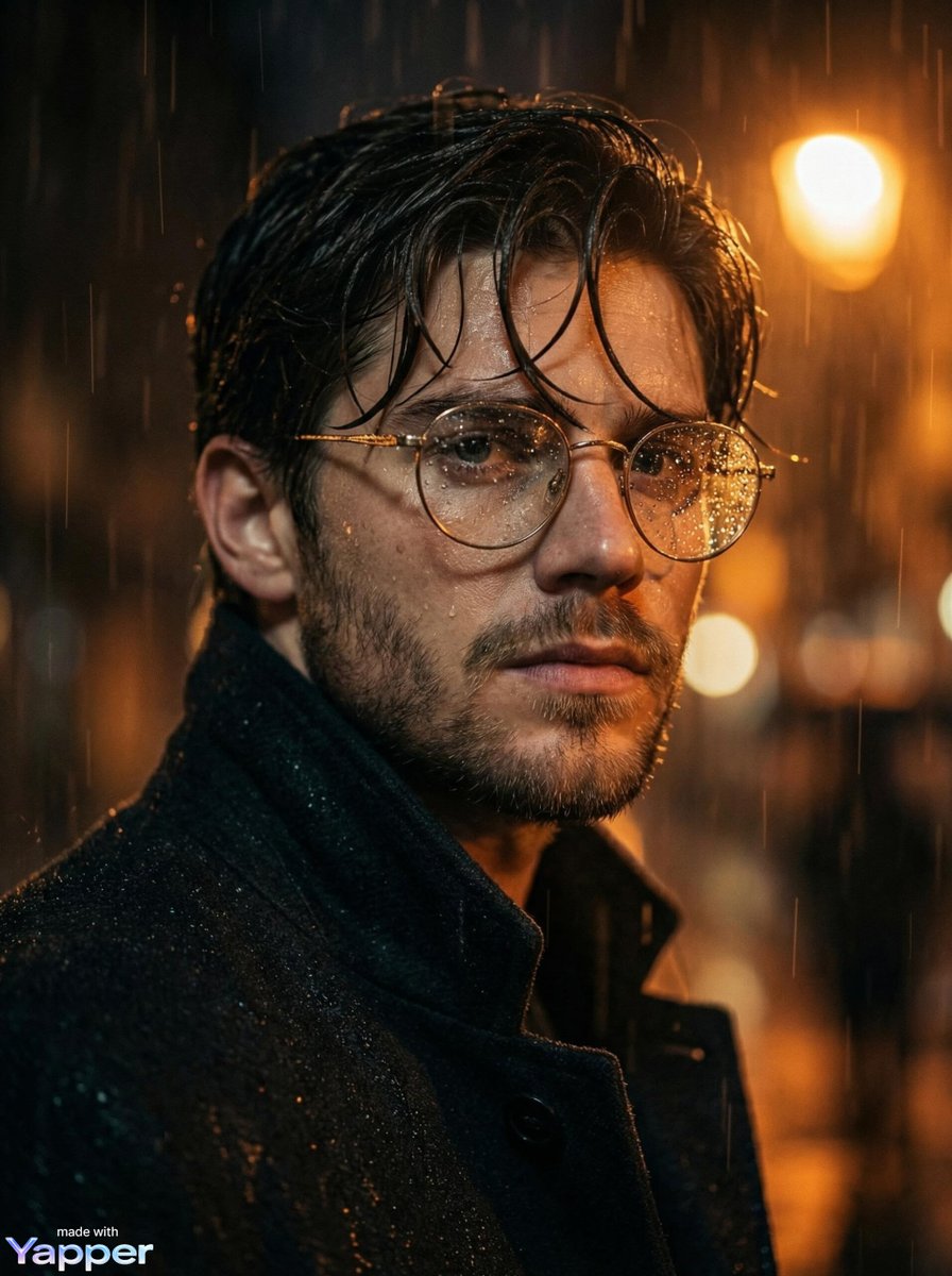 Rain-Soaked Noir: Night Portrait in Focus
