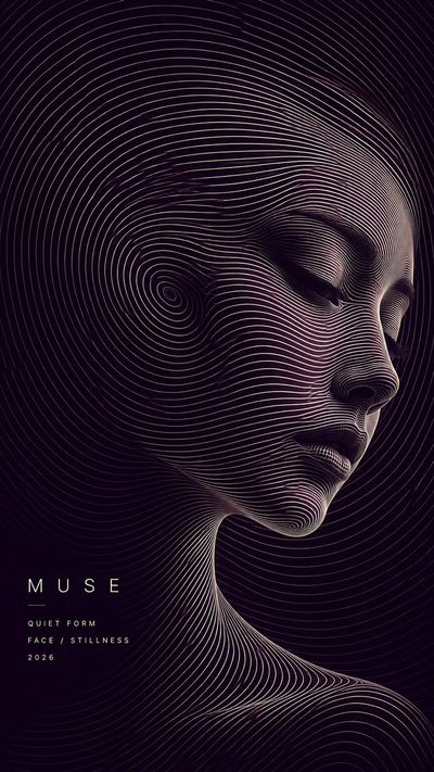 Experimental Poster Featuring Minimalist Subject Formed by Flowing Continuous Lines