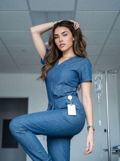 Four women in denim gather for a casual urban photoshoot