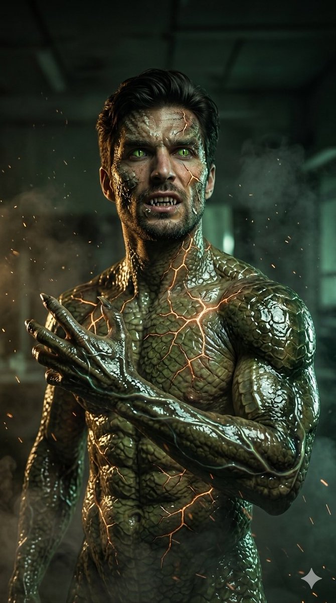 Human-to-Reptile Metamorphosis in Cinematic Detail