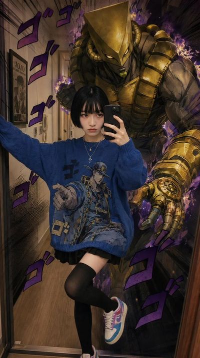 Chic Anime Vibes: A Mirror Selfie with a Twist