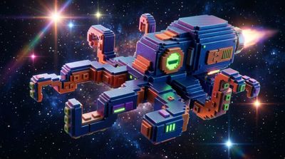 Retro Dreamscapes: The 8-Bit Spaceship Odyssey