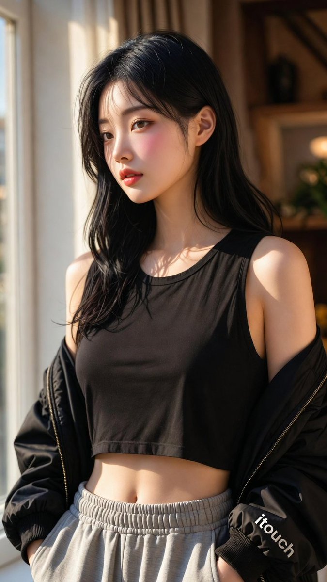 Cinematic Elegance: A Korean Woman in Golden Light