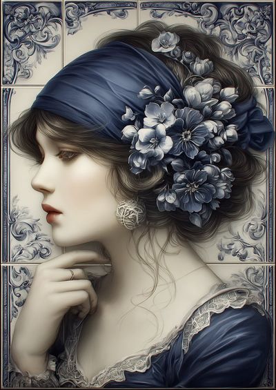 Ethereal Elegance in Delft Blue