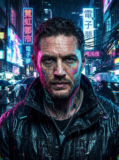 Neon Pulse: Cyberpunk Rain Portrait