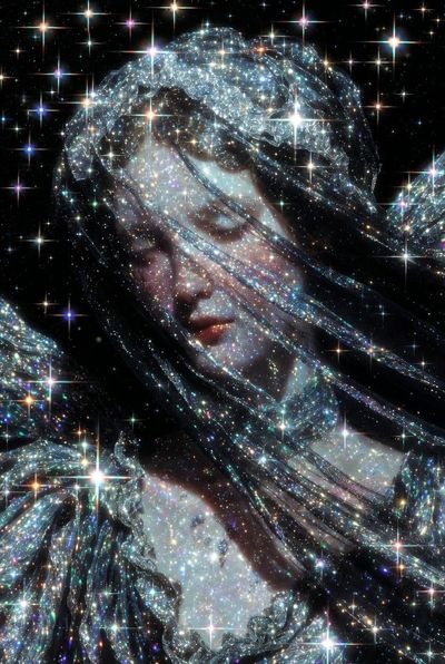 Celestial Veil of Stardust: A Mystical Portrait