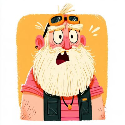 Whimsical portraits with oversized features and warm retro palette charm