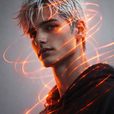 Futuristic Portrait of a White-Haired Visionary