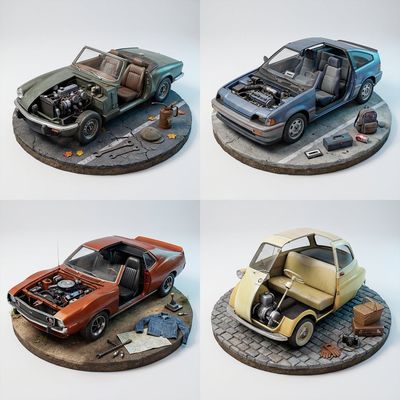 Unveiling Forgotten Cars: A Cutaway Diorama Showcase