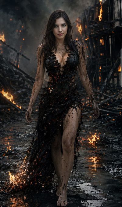 She walks through the inferno with unbroken grace and power